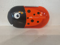 Dual sharpener with eraser-ladybug