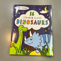 16 Stained Glass Dinosaurs - color and create