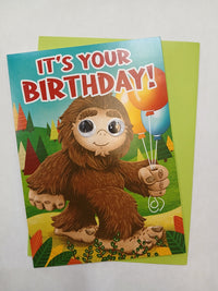 Googley Eyes Bigfoot Birthday Card
