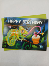 Googley Eyes Chameleon Birthday Card