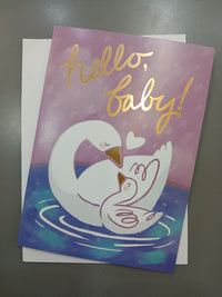Hello Baby Swan Card