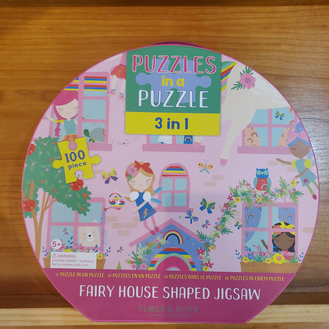 Puzzle in a Puzzle 3 in 1 Fairy House Shaped Jigsaw 100pc