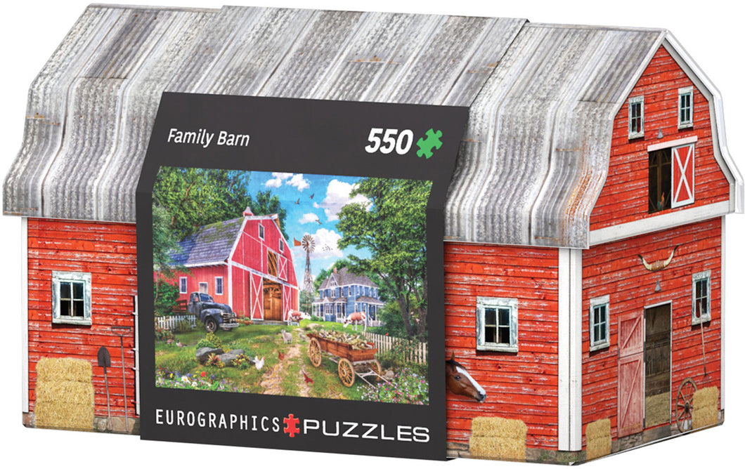 Family Barn puzzle in Tin. 550 piece