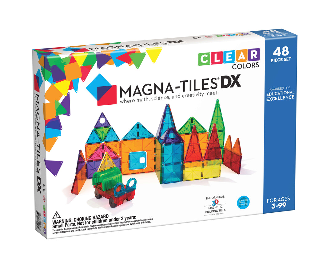 Magna-Tiles DX: Clear Colors 48 pc set