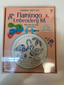 Flamingo embroidery kit