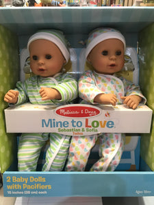 Melissa & Doug - Mine to Love Sebastian & Sofia Twins 15” dolls