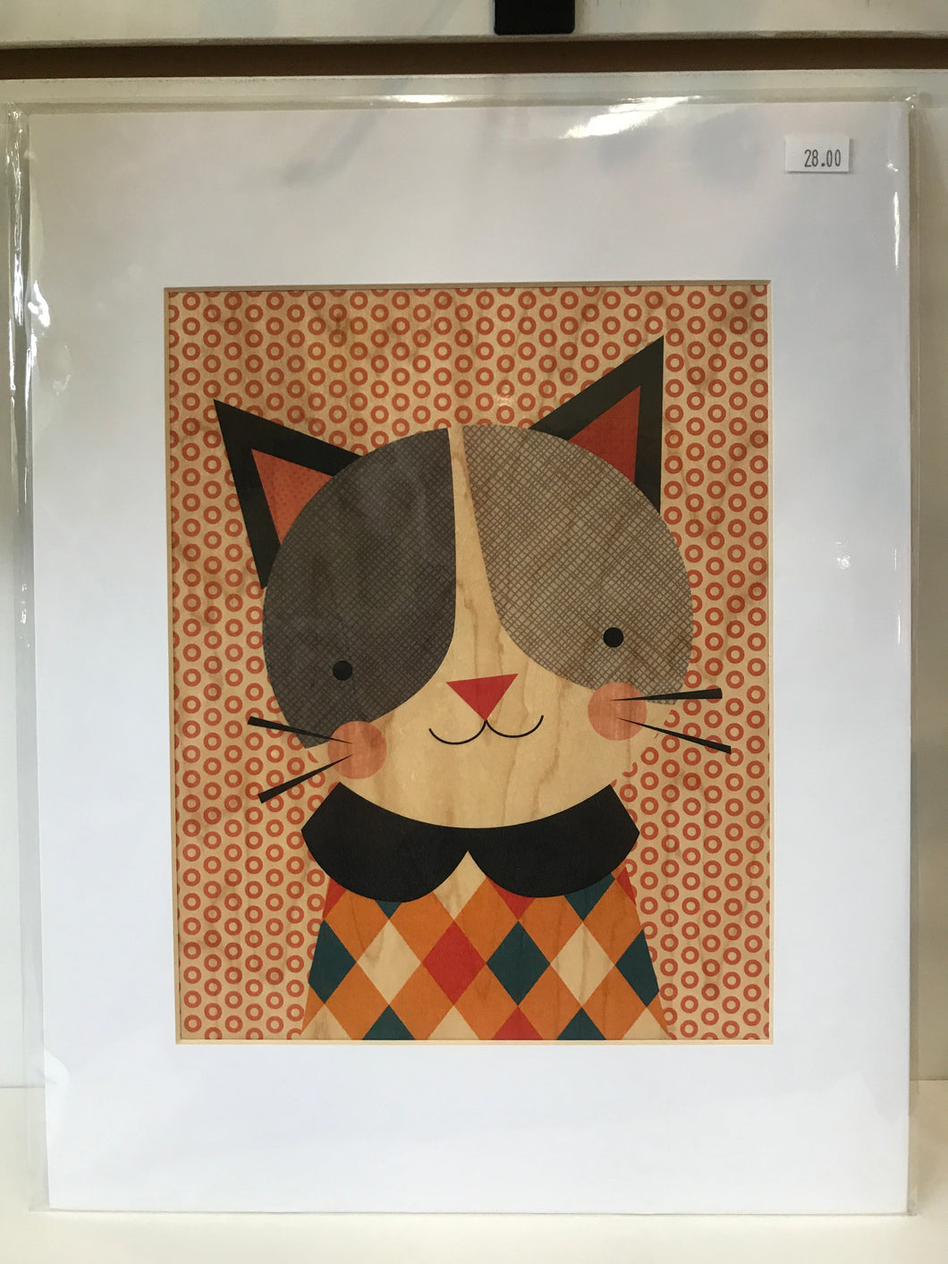petitcollage - hip cat 11”x14” print on wood