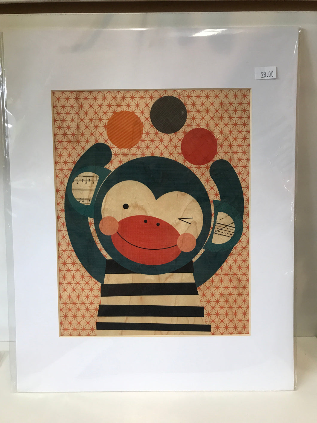 petitcollage - funny monkey 11”x14” print on wood