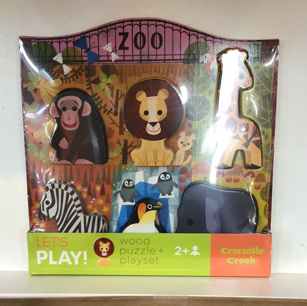 Let's Play Wooden 6pc Zoo Puzzle