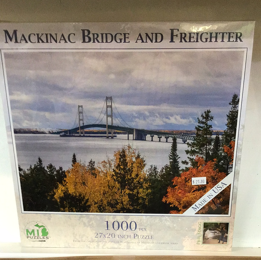 Mackinac Bridge & Freighter