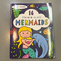 16 Stained Glass Mermaids - color and create