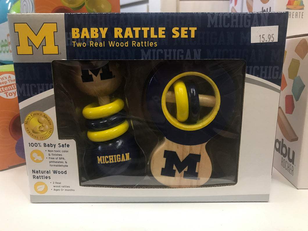Masterpieces - U of M officially licensed Wooden Baby Rattle Set