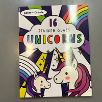 16 Stained Glass Unicorns - color and create